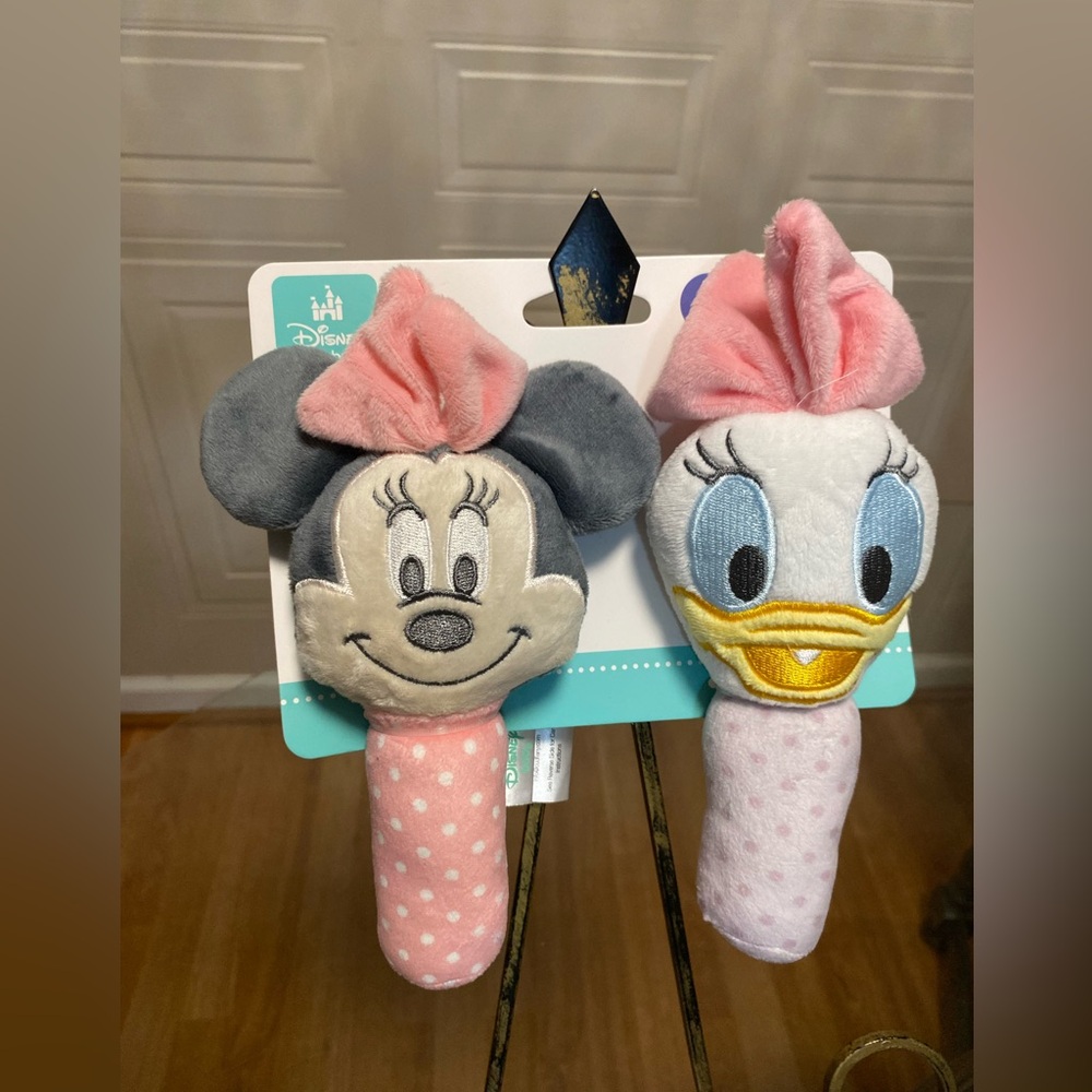 Brand New Disney Baby Minnie Mouse and Daisy Duck Plush Rattles LOT OF 2